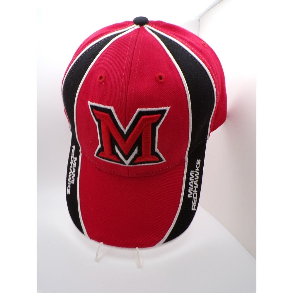 Miami RedHawks M Embroidered Baseball Cap Hat Red Black Adjustable